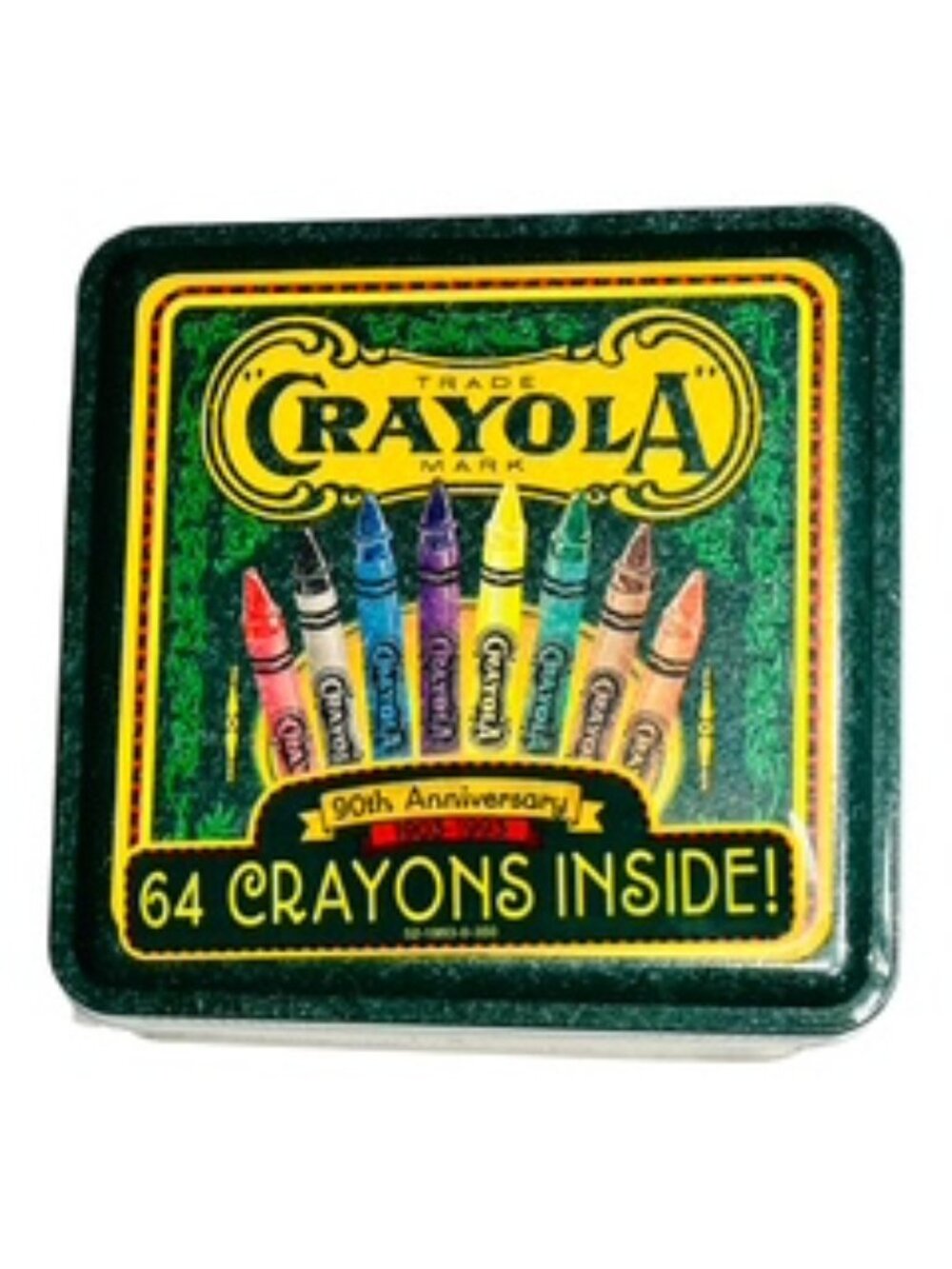Crayola's 90th Anniversary Collector Tin 64 Crayons And Sharpener New Sealed USA